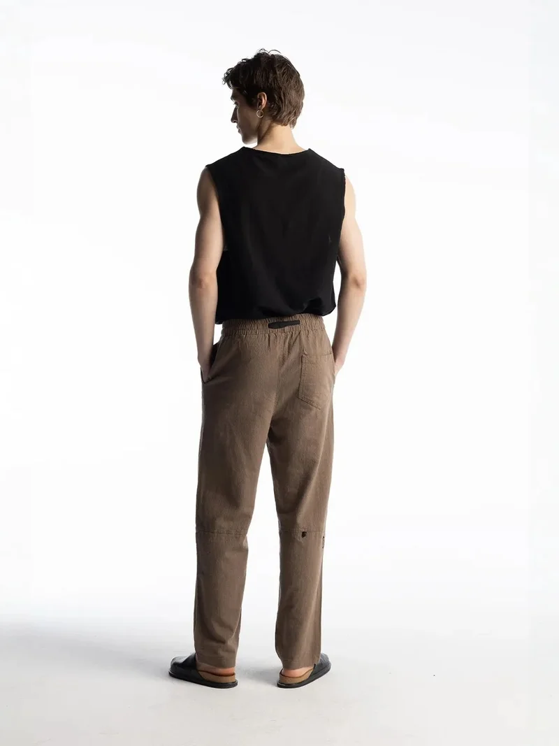 Giesto Mocha Brown GIESTO Straight Leg Pants with Drawstring Waist for Men | Best Price UAE